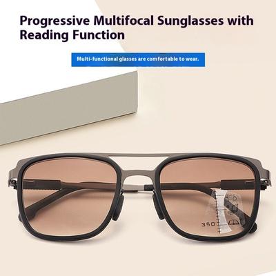 Sunglasses Style Presbyopia Glasses  Men's Progressive Multi Focus/distance Dual-use UV Resistant Sunglasses and Reading Glasses
