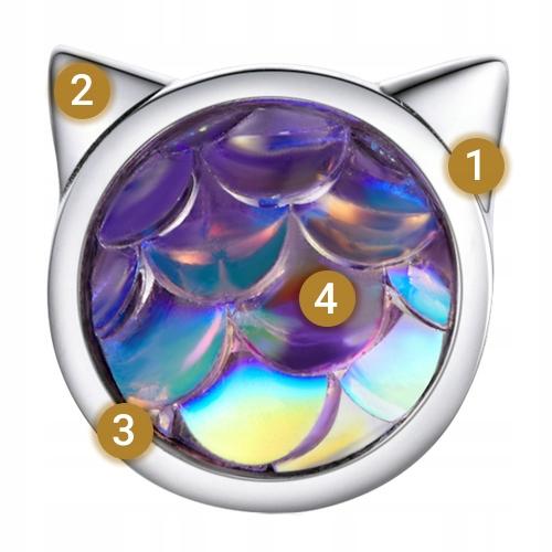 Delicate S925 Earrings, Cat-Shaped, Holo, Ks082