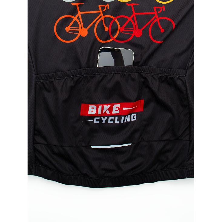 Men'S High-Quality Short Sleeve Cycling Jersey with Reflective Tag & Letter Print - Breathable Moisture-Wicking Fabric, All-Season Regular Fit