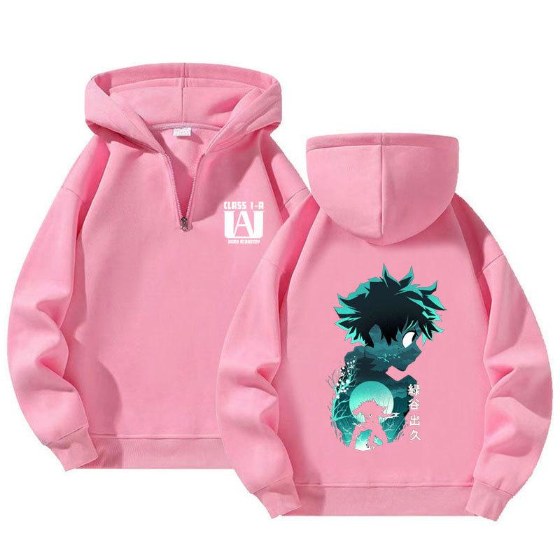 Anime My Hero Academia Harajuku Midoriya Izuku Manga Bluzy z kapturem zapinane na ćwierć zamek Kreskówkowe męskie bluzy pulowerowe na wiosnę i jesień