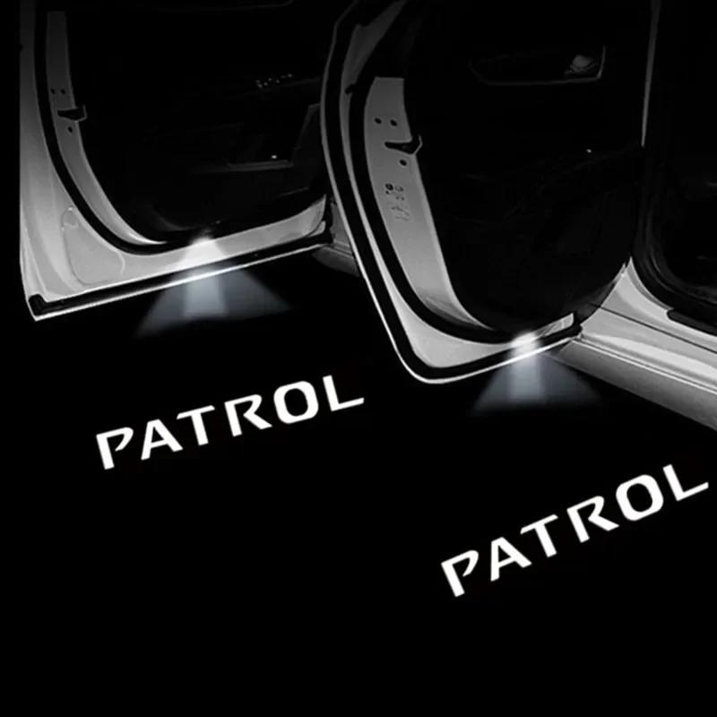 2 Pièces Lumière d'Accueil de Porte de Voiture à Logo LED Pour Patrol Y62 2010-2021 Accessoires Auto Projecteur Laser Emblème Ombre Lumière de Voiture