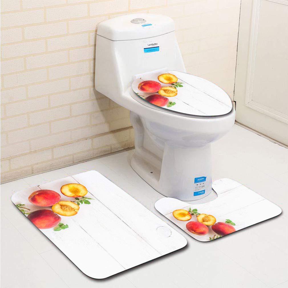 Buy Fresh Peaches On Top View Flat Lay 3 Piece Bathroom Rugs Set Bath