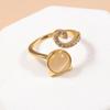 Charming Cat Ear & Eye Ring with Micro-set Diamonds - Adjustable Luxury Hand Jewelry