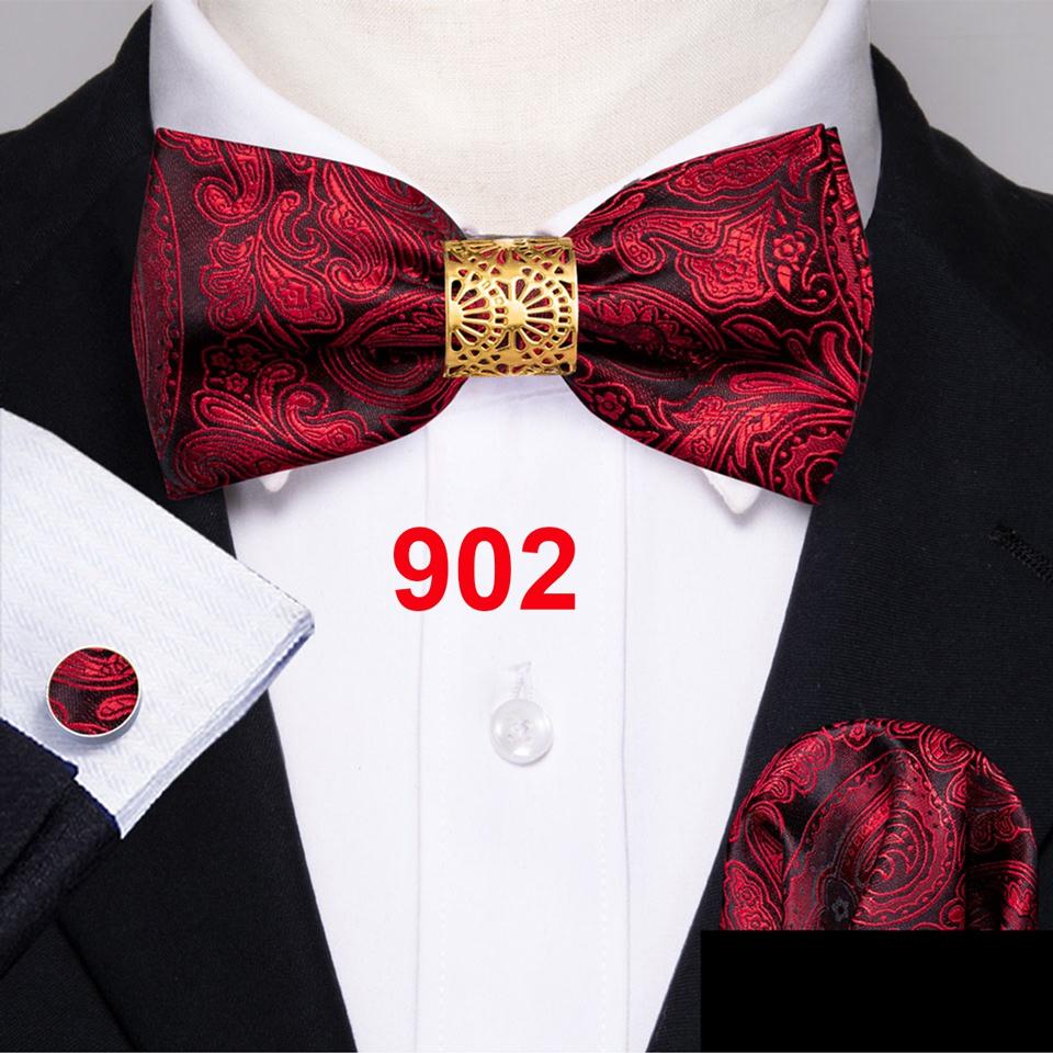 Barry.Wang Papion pentru bărbați, în carouri cachete, set de butoni cu papioane