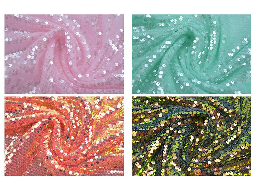 Embroidered 5mm Sequin Mesh Fabric for Wedding Dress, Skirt, Bag, and Shiny Decor
