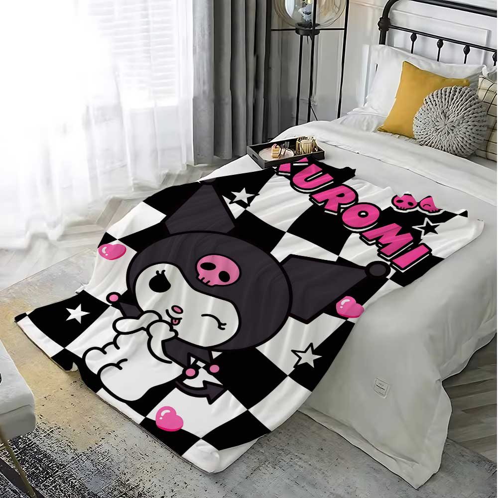 Kawaii Kuromis Flannel Blanket for Sofas Luxury Blankets and Throws Fluffy Plaid Home Interior Sofa Throw Knee Soft Nap Bed & &