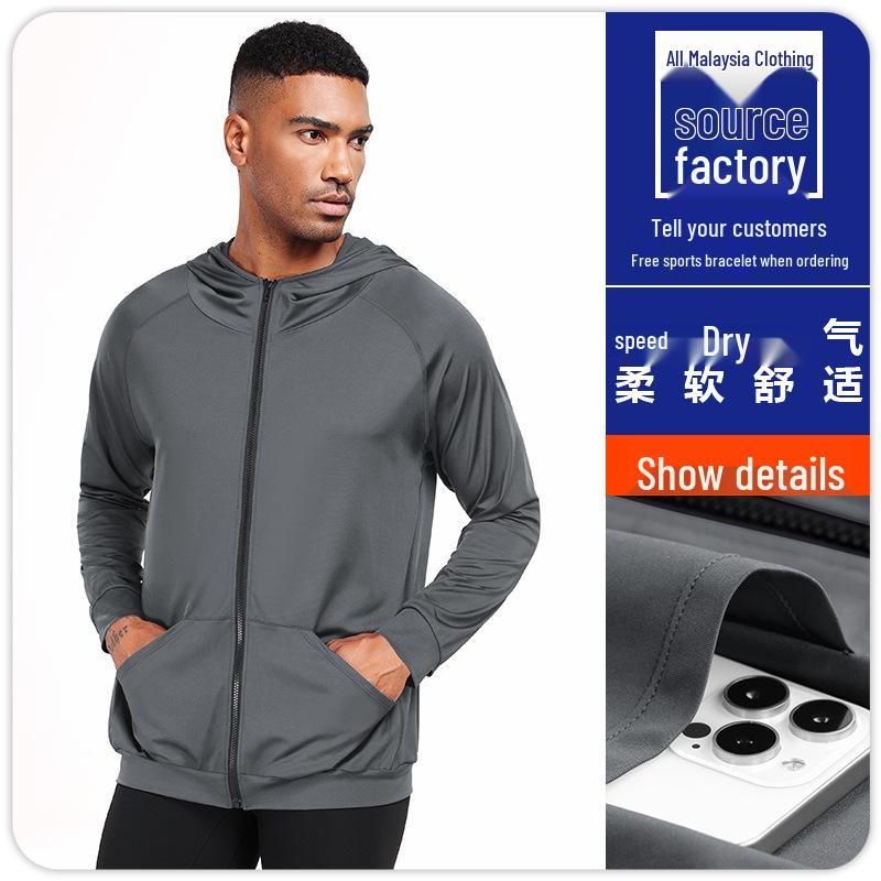 Men's Quick-Dry Sports Hoodie Jacket for Basketball, Running, Fitness - B5901