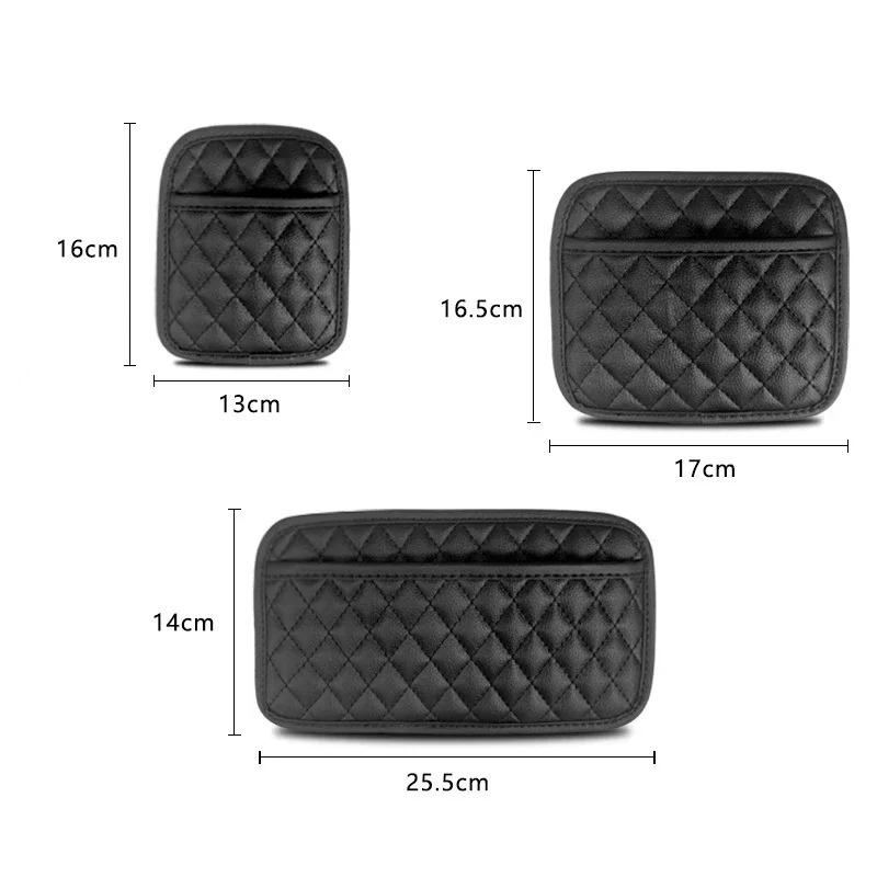 Car Adhesive Organizer PU Leather Storage Bag for Cards Phone Key