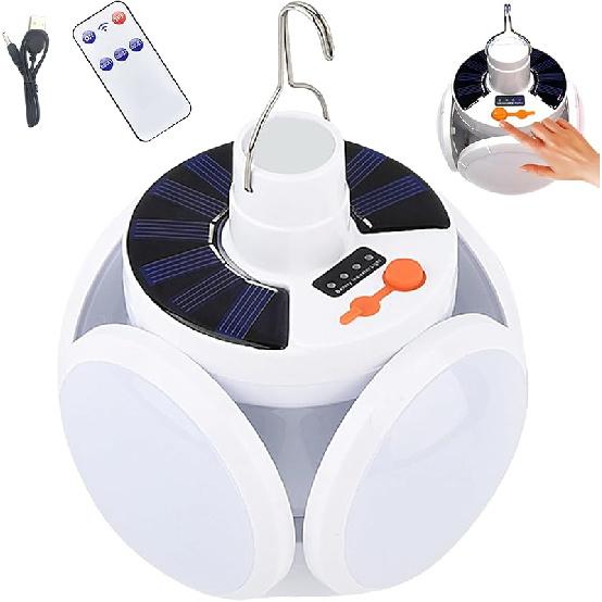 2 In 1 Folding Solar Lamp, USB Rechargeable Portable Camping Light, 5-Gear Adjustament Outdoor Solar Power Light, Portable Waterproof Hanging Tent