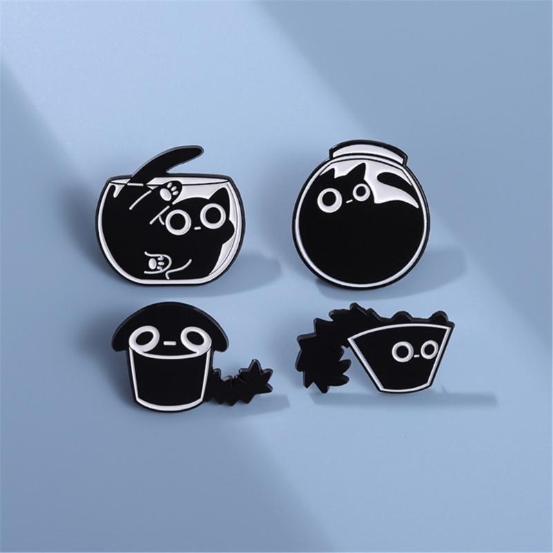 Lovely Cats Enamel Lapel Pin Cartoon Animal Designs Brooches Portable for Jackets Hats and Backpacks