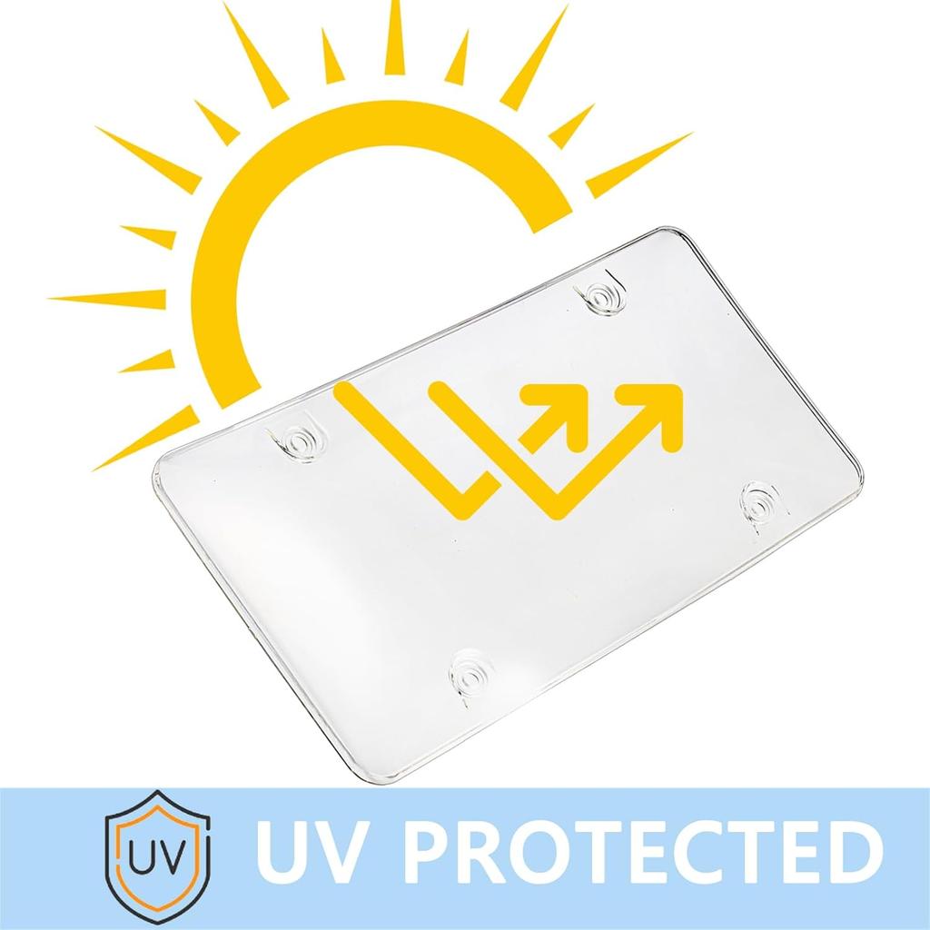 Nicunom 2 Pack Clear License Plate Covers and Frames Combo, License Plate Frame with Protector, Universal Car License Plate Shield Holder for