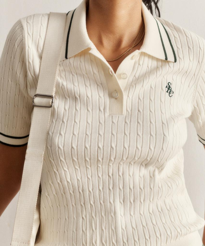 SPORTY&RICH Src Mini Cable Polo Shirt Cream R265Aw2003