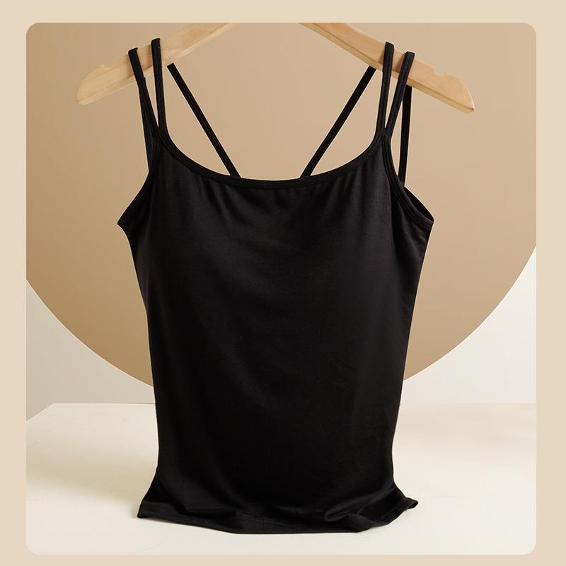 Top da donna con scollo all'americana con coppe imbottite incrociato sulla schiena bella strato base versatile top senza maniche stile nuovo primavera ed estate