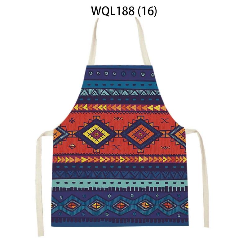 Retro Geometry Print Kitchen Apron for Woman Man Bohemia Linen Baking Aprons Adult Kids Cooking Apron Cleaning Tools Tablier