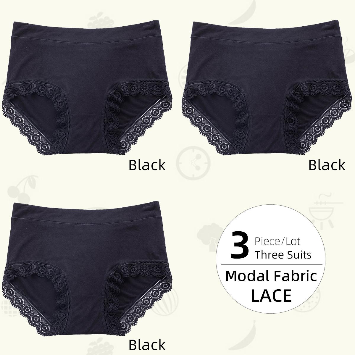 

3 шт./лот, женские трусики со средней и высокой талией, кружевные дышащие трусики на животе, большие размеры, женские треугольные брюки, нижнее белье, трусы L