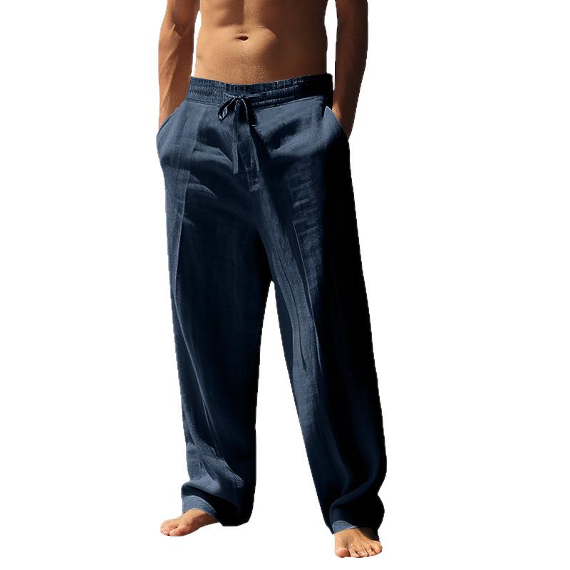 25 European and American Summer Breathable Cotton and Linen Men's Trousers Wish Loose Leisure Sports Linen Straight Pants