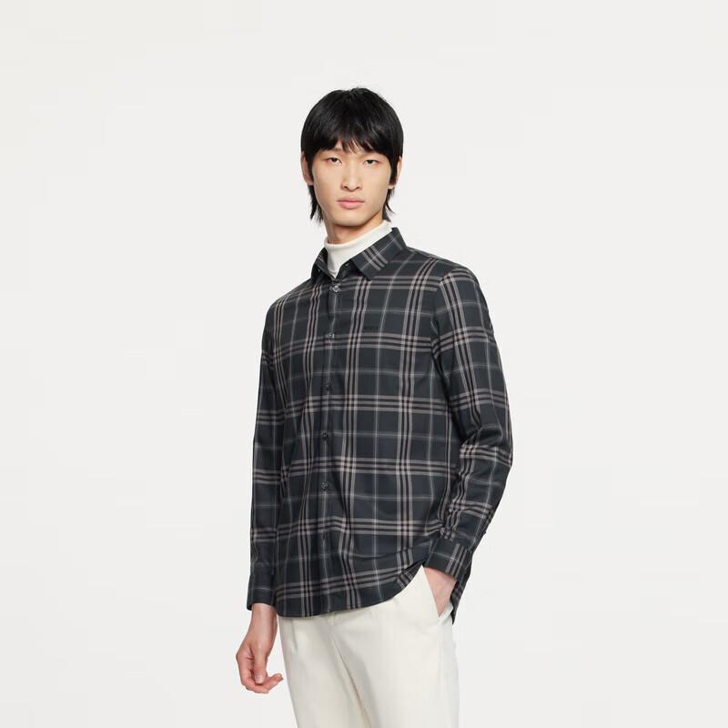 K-Boxing Men s Long Sleeve Plaid Business Casual Shirt 170/M