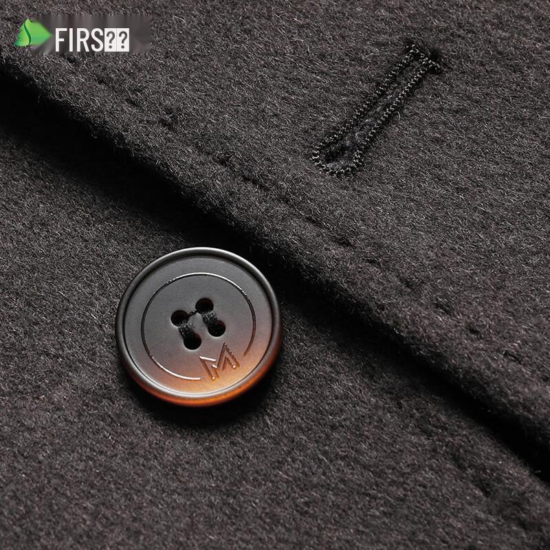 FIRS Men's Wool Blend Double-Faced Mid-Length Coat with Removable Goose Down Liner