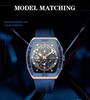 CURREN 8443 Wasserdichte Herren-Quarz-Multifunktionsuhr mit Sechs-Zeiger-Design und Tonnenform