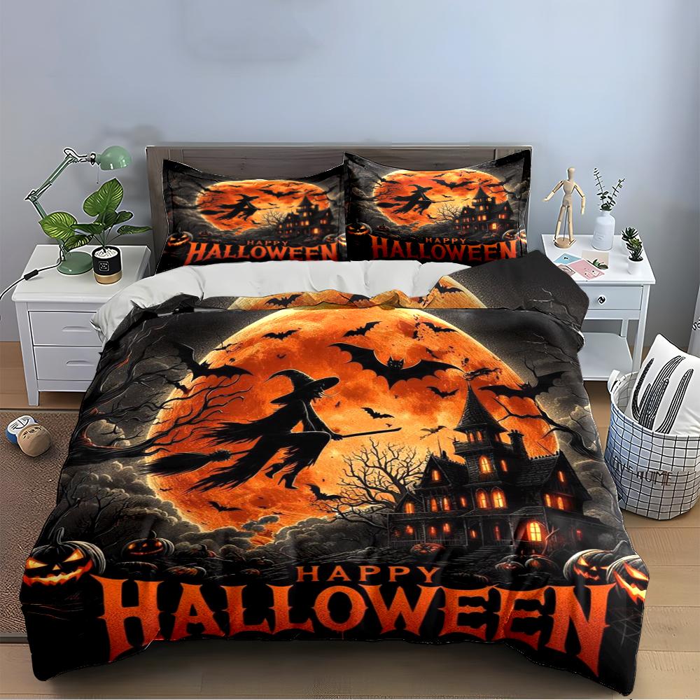 Halloween Themed Bedding Set Bedding set (1 duvet cover, 2 pillowcases, duvet not included)