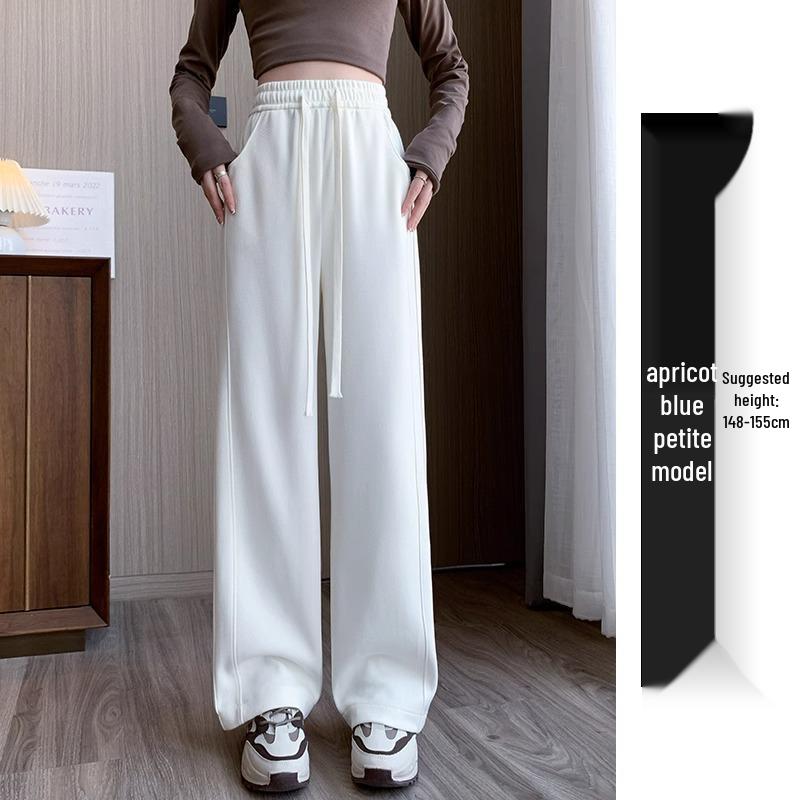 Women's High Waist Wide Leg Gray Sweatpants - Spring/Autumn