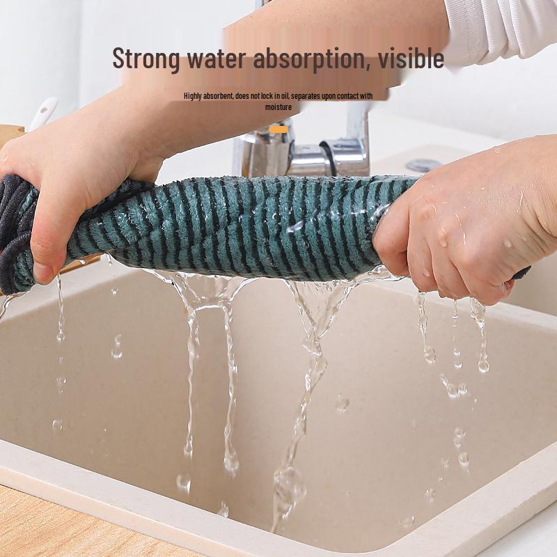 Bamboo Charcoal Oil-Repellent Dish Towel: Thick, Water-Absorbent, Lint-Free Cleaning Cloth