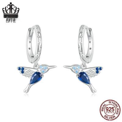 Pendientes de Colibrí Avle para Mujer, Plata de Ley S925, Joyería de Ópalo Chapada en Platino