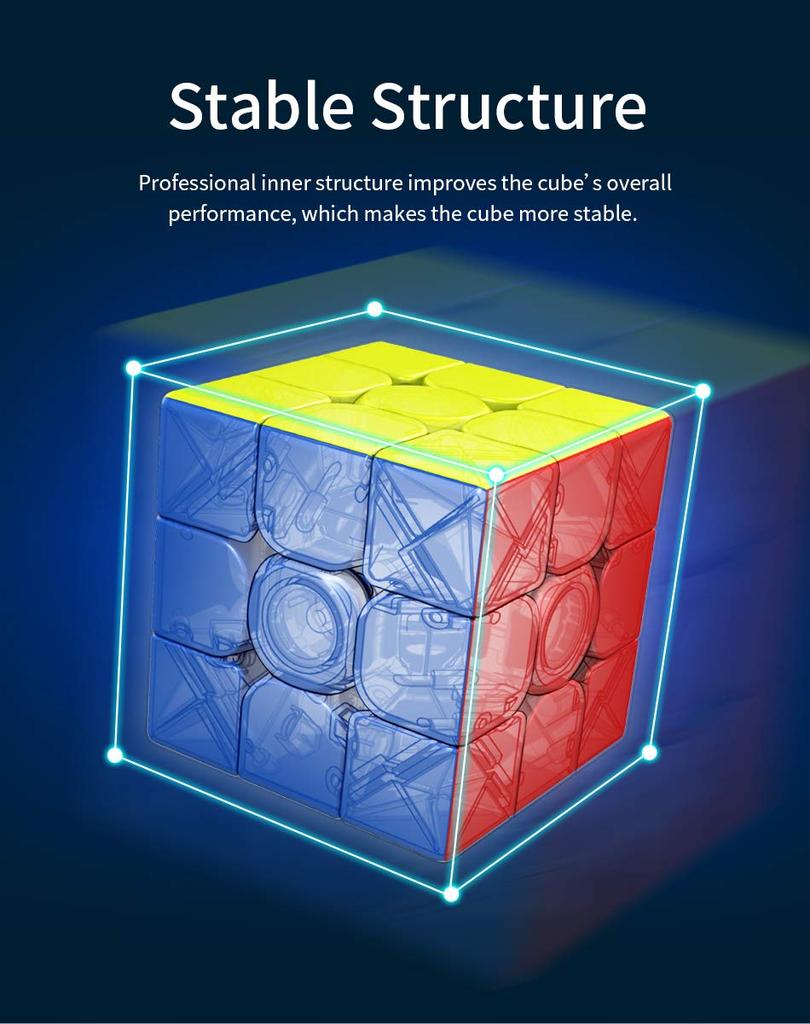 MoYu Meilong 3M Magic Cube, Magnetic Stability, Stickerless, Brain Training, Smooth Rotation, Professional Grade, 3x3 [Used]