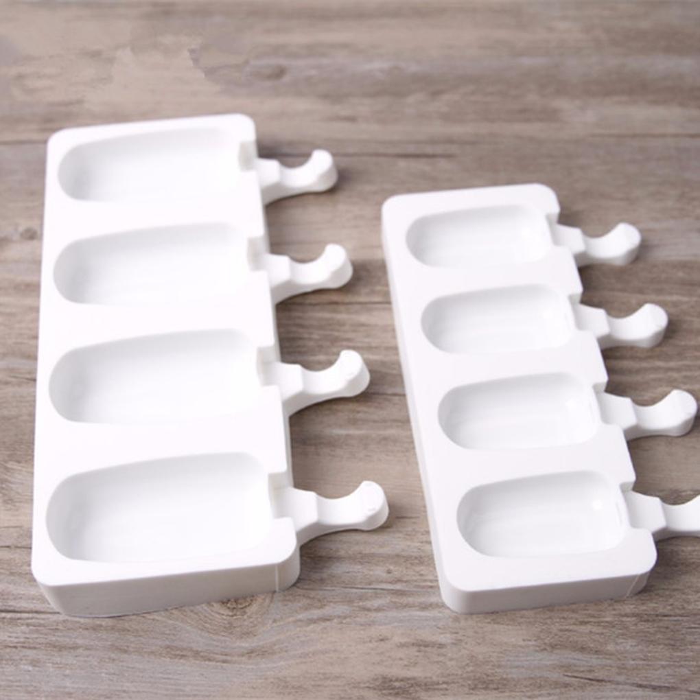 Silicone Ice-cream Mold Reusable Non-stick Flexible 4 Grid Heats-resistant Kitchen Ice Stick Maker Making Tool Accessories