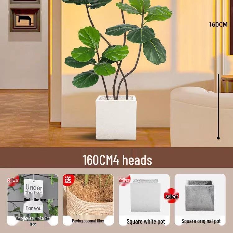 Large Potted Fiddle-Leaf Fig: Luxury Faux Green Plant for Living Room Decor