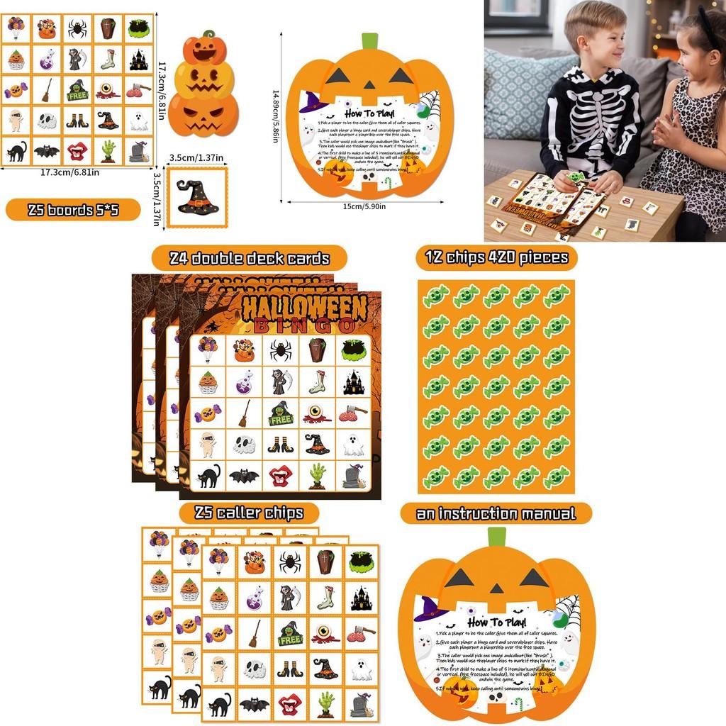 Halloween Party Bingo Game With Call Sheets And Sticker Pack For Kid And Family Events