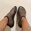 Lightweight Women's Colorful Rhinestone Sandals, Breathable Flat Mesh Glitter Beach Shoes for Water Seaside