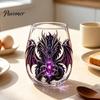Stylish Beverage Container Dragon Pattern Glass Water Cup, Lead-free Drinking Glass, Mythical Creature Themed Cup for Iced Drinks Home Office