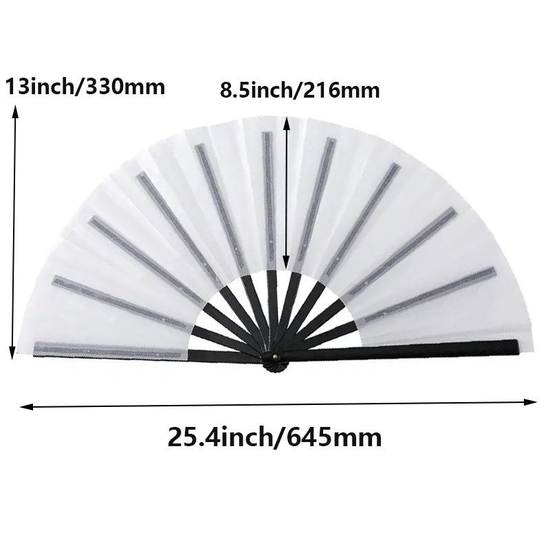 1Pc 13 Inch Foldable Blank Fan Sublimation Printable Polyester Clacking Hand Fan with Plastic Ribs for Craft Kongfu Folding Fan