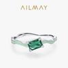 S925 Sterling Silver Emerald Square Zircon Women's Luxury Enamel Ring