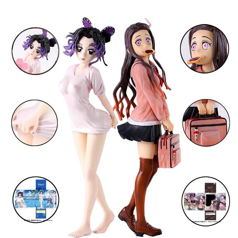 25cm Anime Demon Slayer Figure Kanroji Mitsuri Statue Pvc Action Figure Kimetsu No Yaiba Kochou Shinobu Uniform Nezuko Figurine