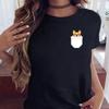 Maycaur Funny Cute Corgi Dog Printed TShirt Harajuku 90s Kawaii Women Short Sleeves T Shirts Tops Graphic Tees Female Tshirt