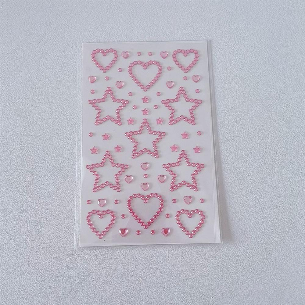 Star Heart Crystal Decoration Stickers Acrylic Imitation Pearl Stickers Gemstone Card Handmade Sticker For Girls DIY Art Supplie