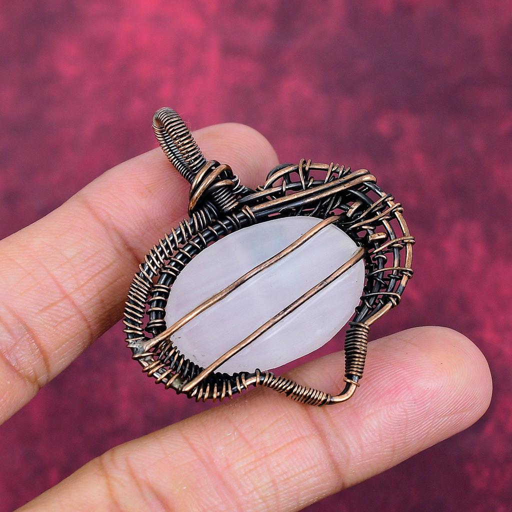 Selenite Druzy Natural Gemstone Pendant Copper Wire Wrapped Pendant Wire Jewelry