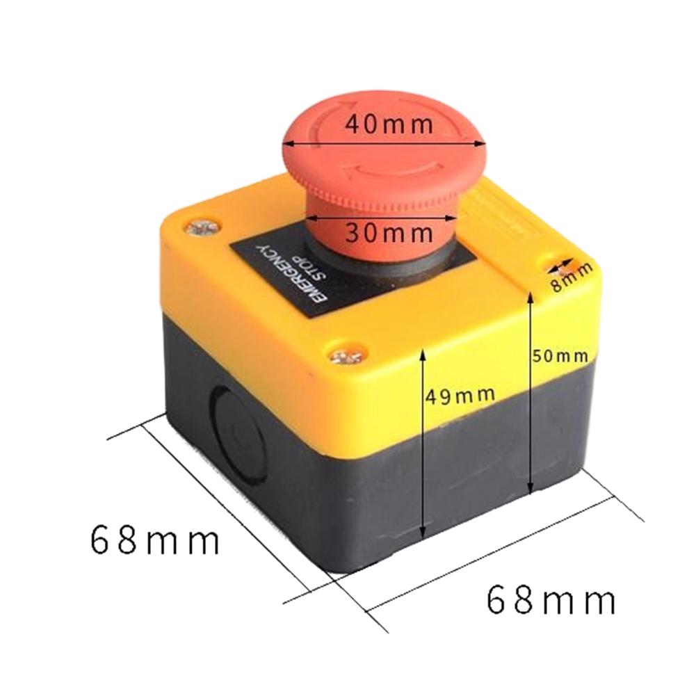 1pc 22mm Push Button Switch Waterproof Red Mushroom-shaped Plastic Stop Button Switch For Automatic Control Circuits