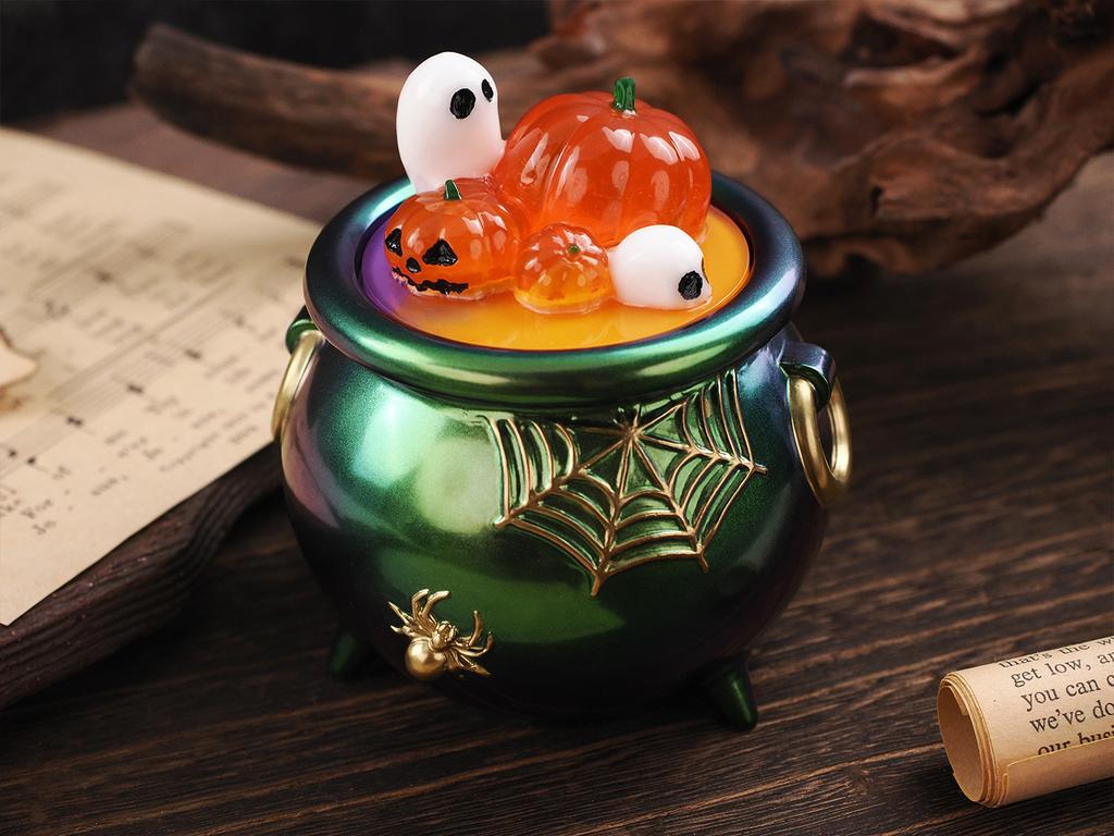 3D Halloween Witch Cauldron Silicone Mold DIY Creative Pumpkin Storage Box Molds Epoxy Resin Jar Casting Candy Container Mould