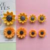 8-Piece Set of Adorable Round Plastic Sunflower Magnets for Fridge or Office Whiteboard Organization