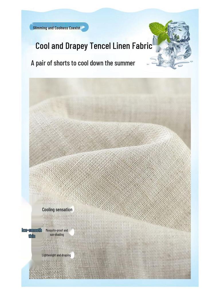 High-Waisted Tencel Linen Wide-Leg Shorts - Casual A-line Summer Style for Women