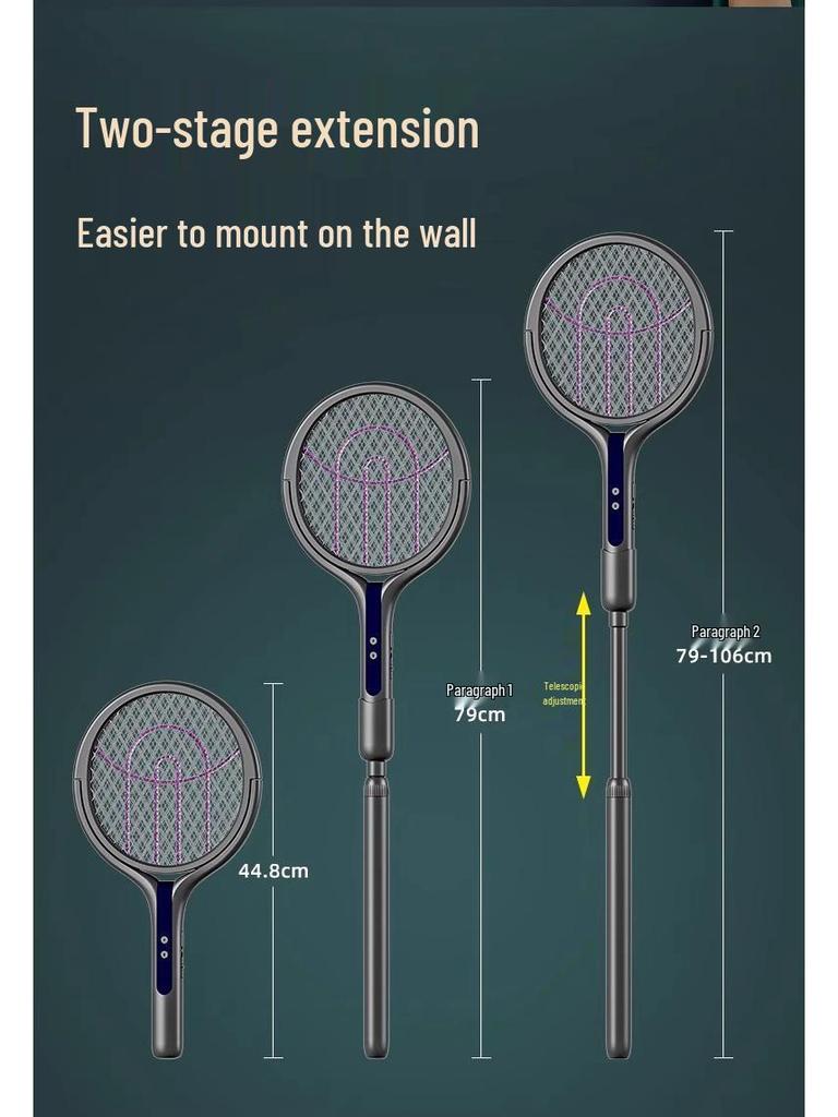 2025 Rechargeable Electric Mosquito Swatter: Foldable, Retractable, Powerful Mosquito & Fly Killer for Home Use.