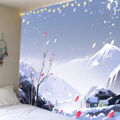 Weihnachtswald-Schneeszene, Heimdekoration, Wandteppich, psychedelische Szene, Bohemian-Wandbehang, Schlafzimmer-Wanddekoration