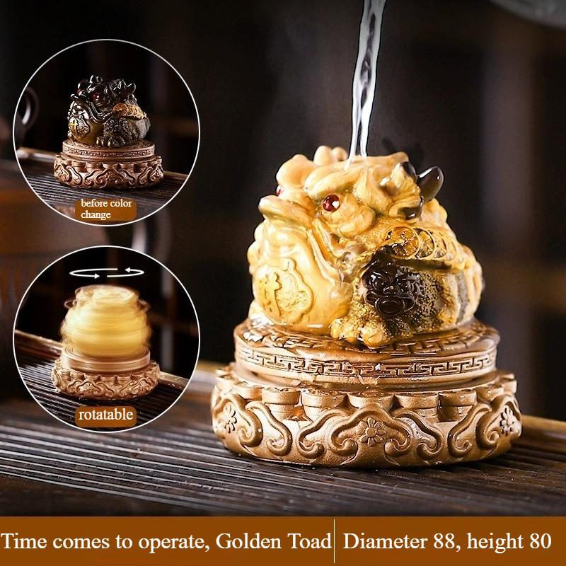 2026New Water Spray Pixiu Tea Pet Ornament Play Table Tray Set Accessories Color-changing Can Be Raised and Turned