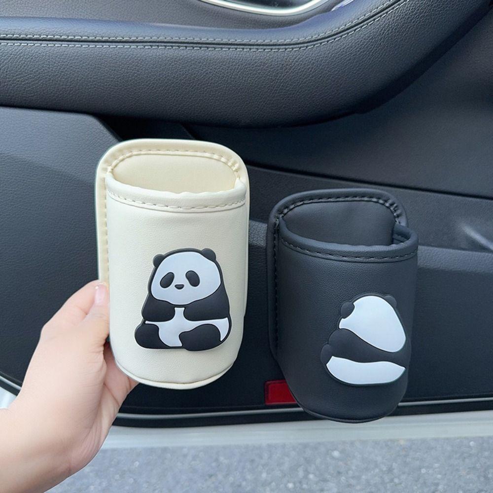 PU Leather Car beverage rack Panda Cup stand Portable Car Cup Holder  Car Interior Accessories