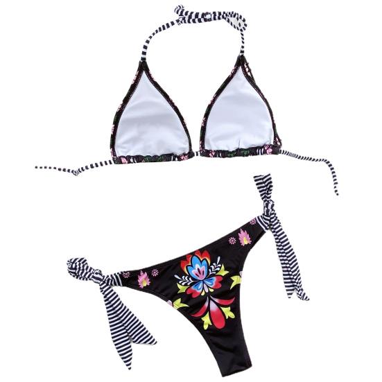 2Pcs/Set Women Bikini Flower Print Bandage Dry Wireless Two-piece Quick Swimwear for Vacation