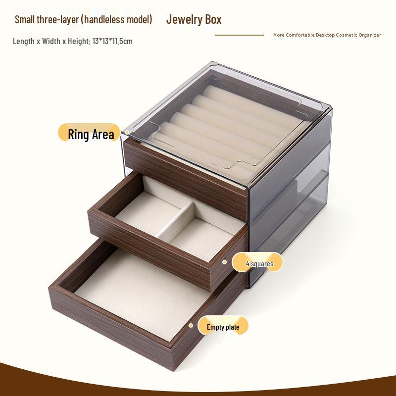 

Elegant Seven-Layer Chinese Walnut Jewelry Box with Large Capacity for Rings, Earrings, Bracelets, and More