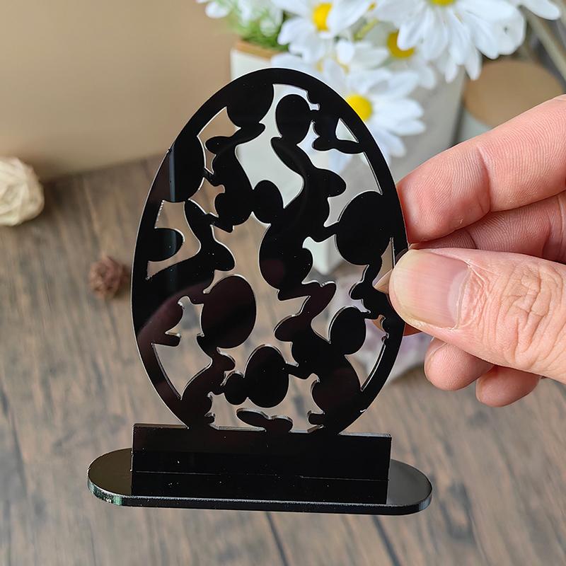 DIY Party Decoration Supplies Egg Easter Rabbit Black Acrylic Table Ornament Hollow Out